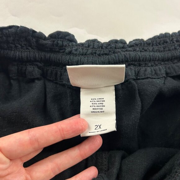 Ava & Viv Black Linen Blend Wide Leg Lounge Pant 2X - Picture 5 of 7